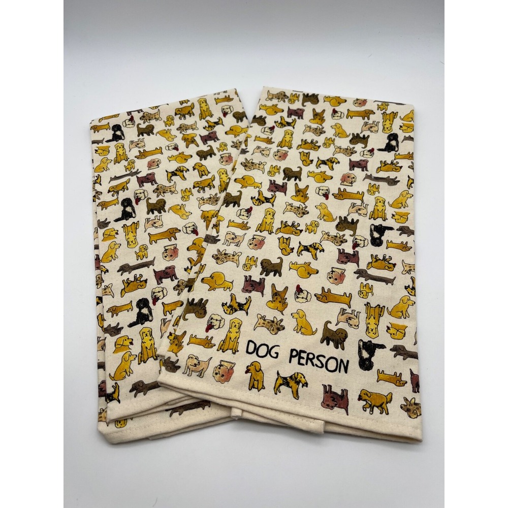 Set of‎ 2 Anthropology Dog Person Dish Towels